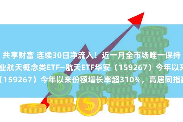 共享财富 连续30日净流入！近一月全市场唯一保持资金持续净流入的商业航天概念类ETF—航天ETF华安（159267）今年以来份额增长率超310%，高居同指数第一